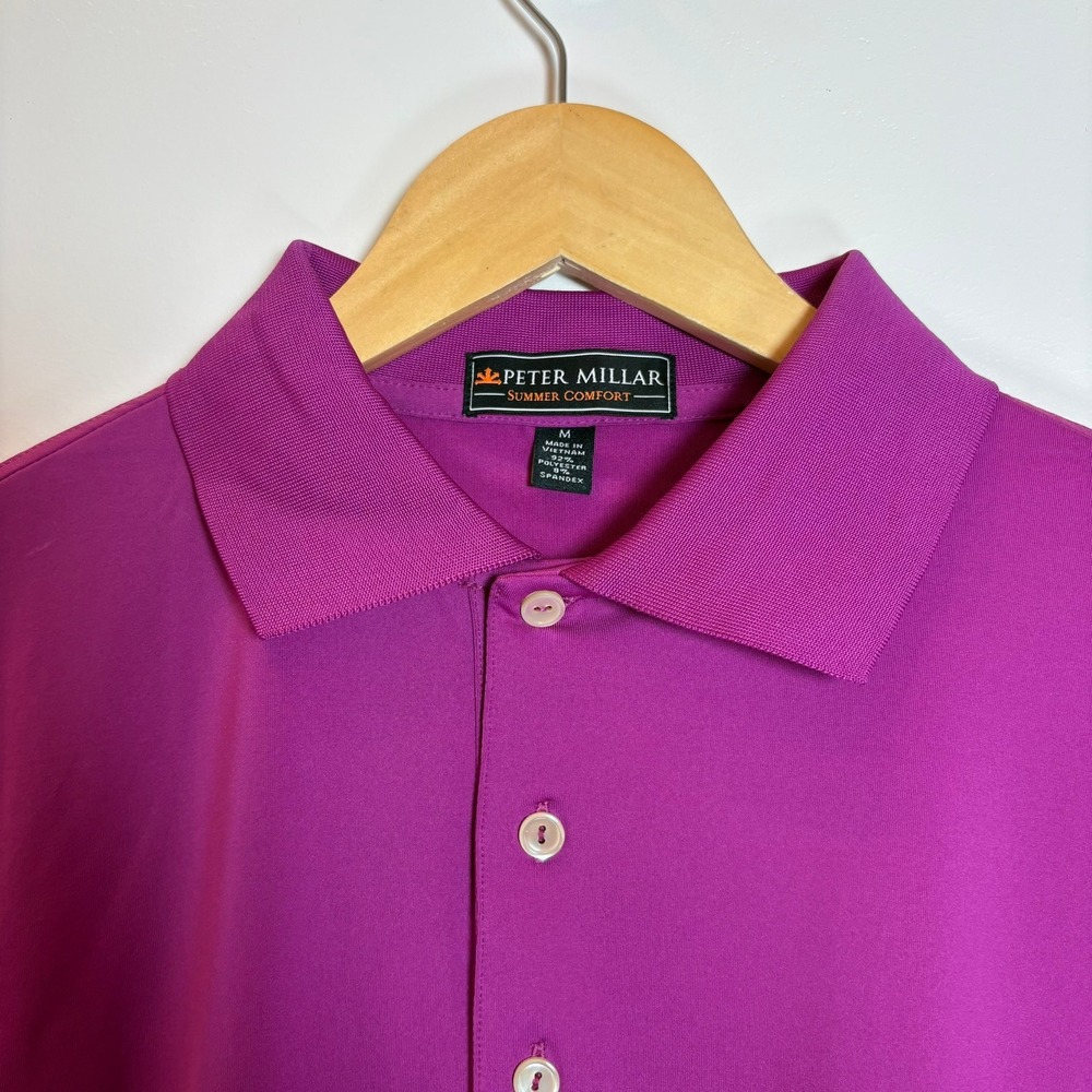 Peter Millar Summer Comfort Mens Medium Purple Performance S/S Polo Shirt Casual